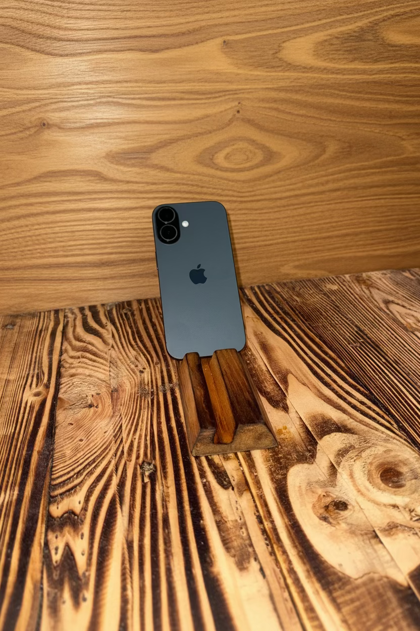 Stylový dřevěný stojánek na telefon